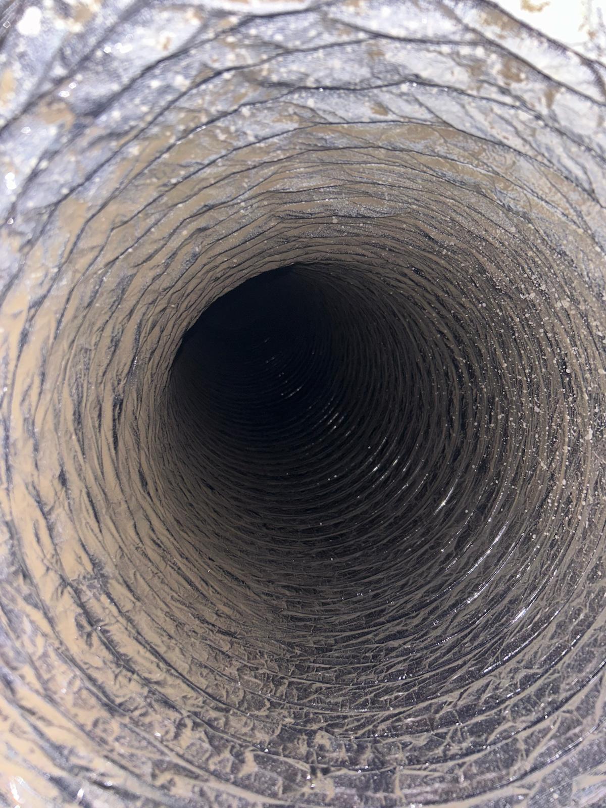 Dirty air duct before cleaning